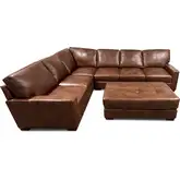 9940 4 Piece Sectional Sofa Set in Hickory Brown Top Grain Leather